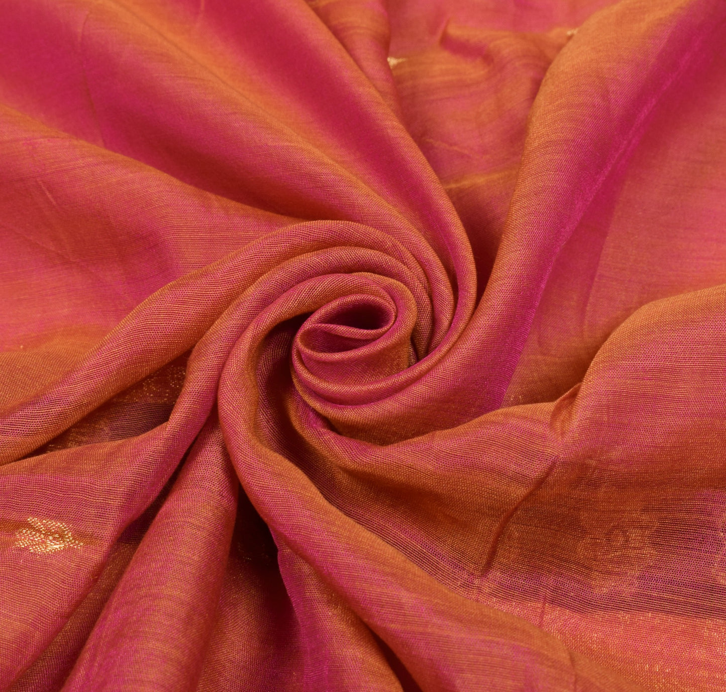 Sushila Vintage Pure Cotton Silk Saree Pink Dual Woven Zari Brocade Sari Fabric