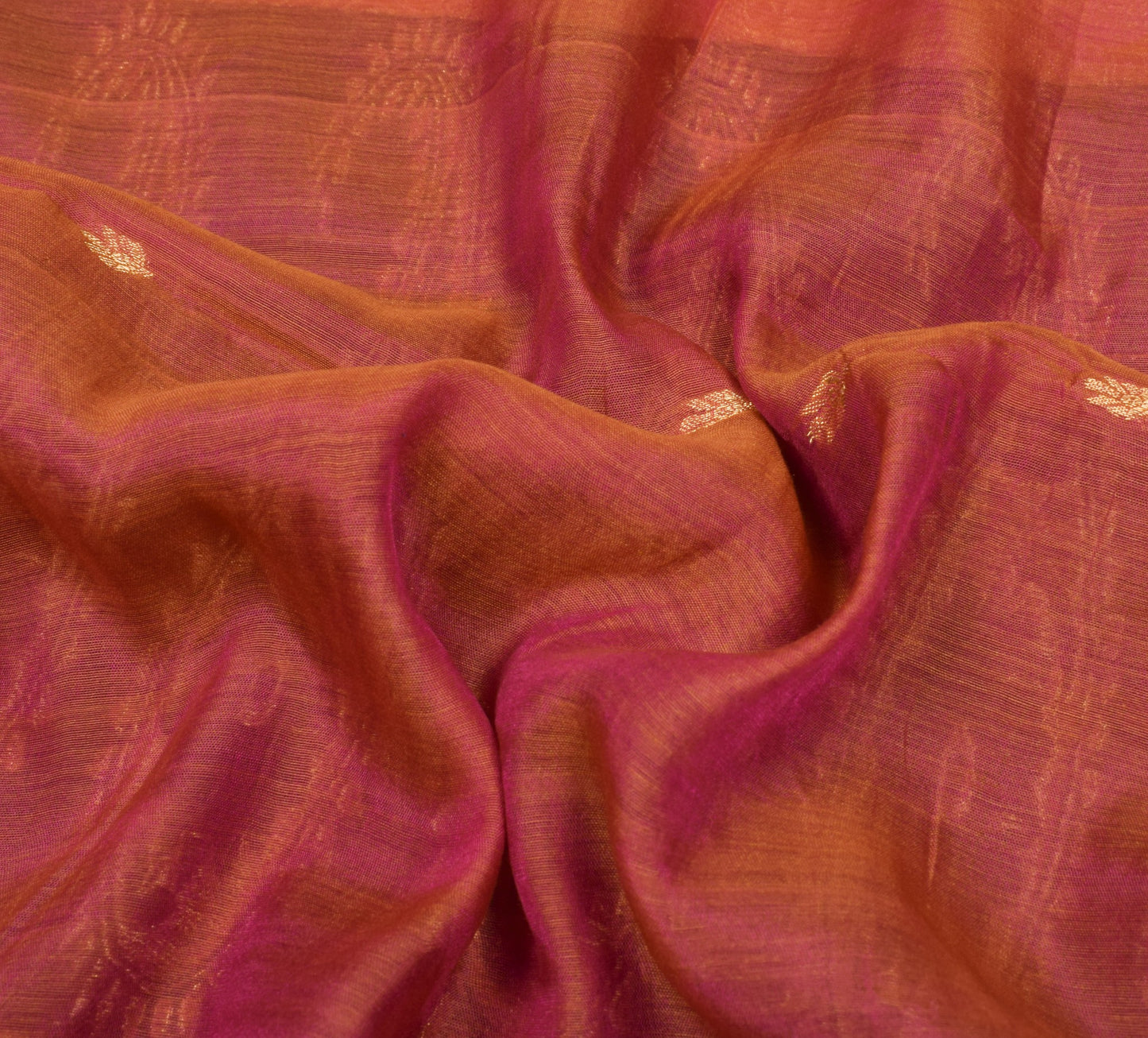 Sushila Vintage Pure Cotton Silk Saree Pink Dual Woven Zari Brocade Sari Fabric