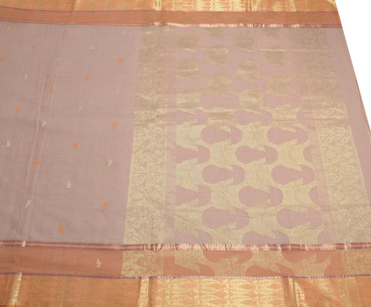 Sushila Vintage Floral Saree Zari Brocade Broad Border Pure Cotton Sari Fabric