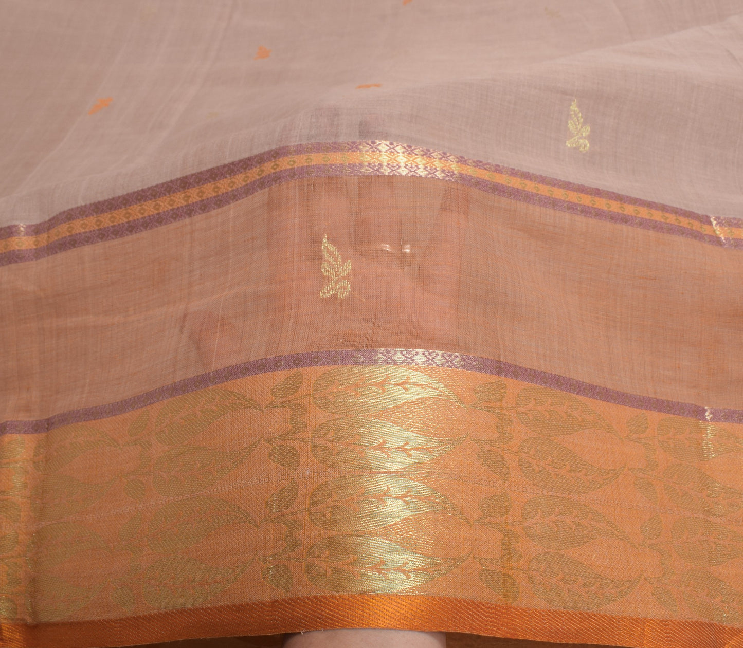 Sushila Vintage Floral Saree Zari Brocade Broad Border Pure Cotton Sari Fabric