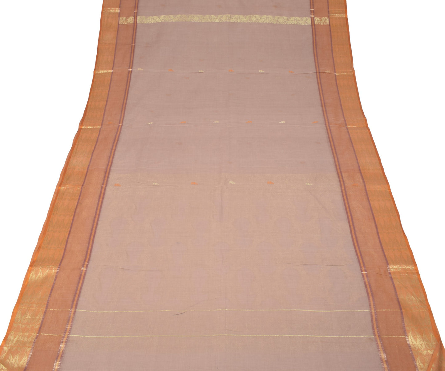 Sushila Vintage Floral Saree Zari Brocade Broad Border Pure Cotton Sari Fabric