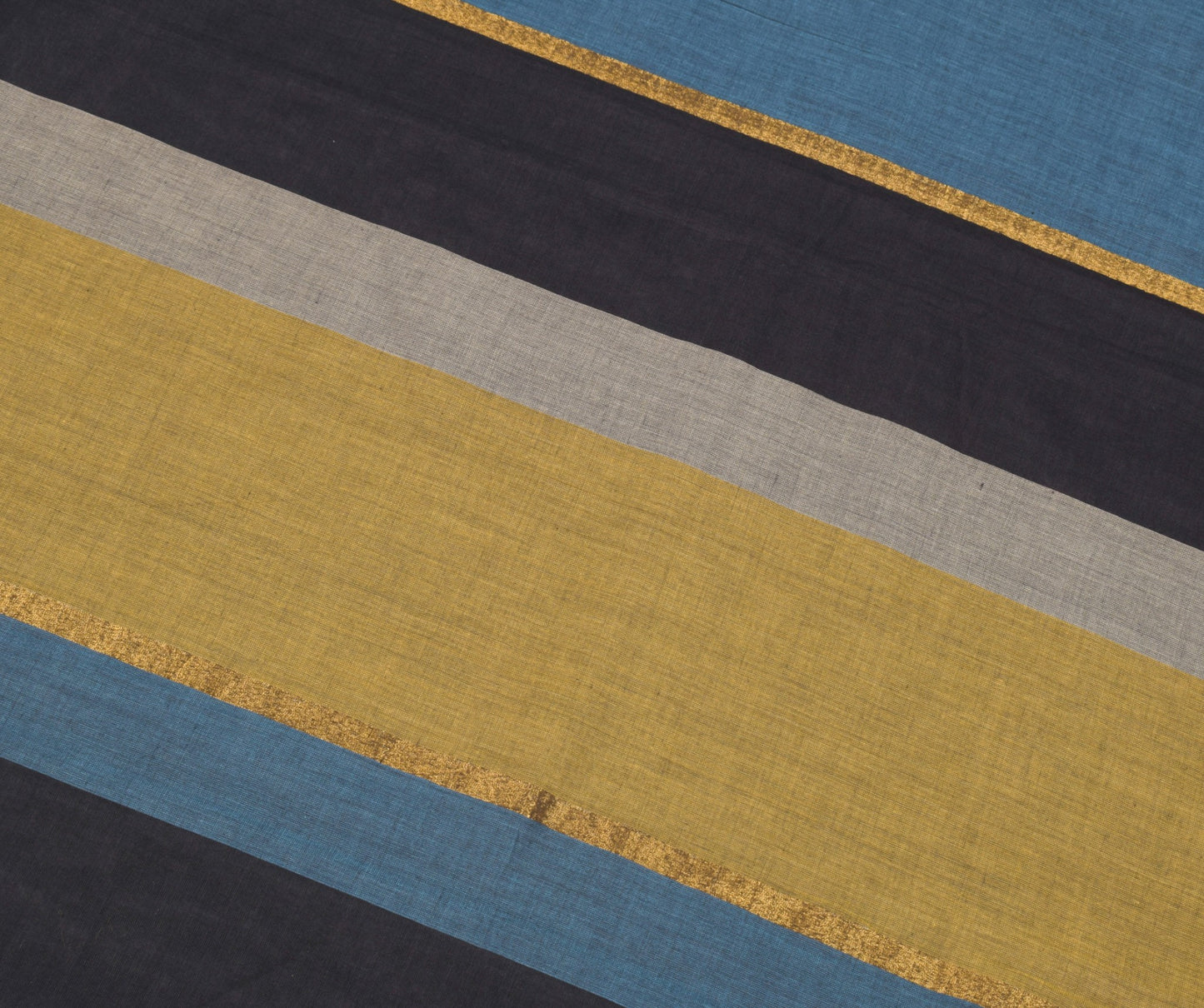 Sushila Vintage Black Woven Saree with Stripes Pallu Pure Cotton BRANDED Sari