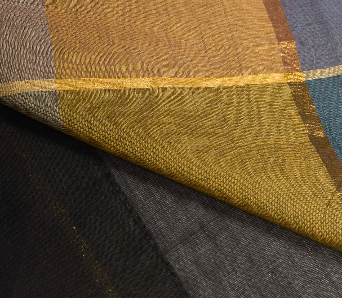 Sushila Vintage Black Woven Saree with Stripes Pallu Pure Cotton BRANDED Sari