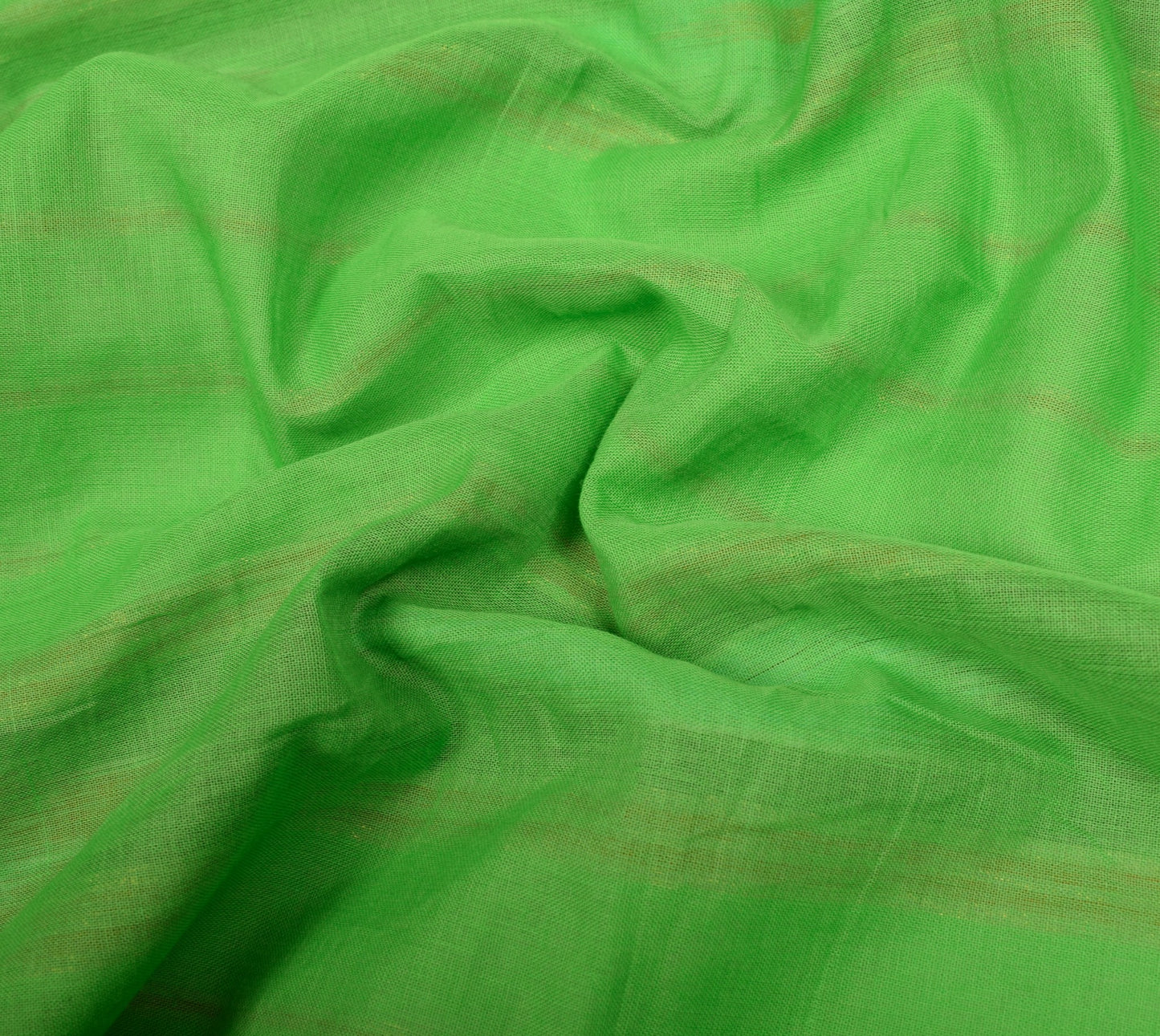 Sushila Vintage Parrot Green Saree HandWoven Ikat Patola Sari Pure Cotton Fabric