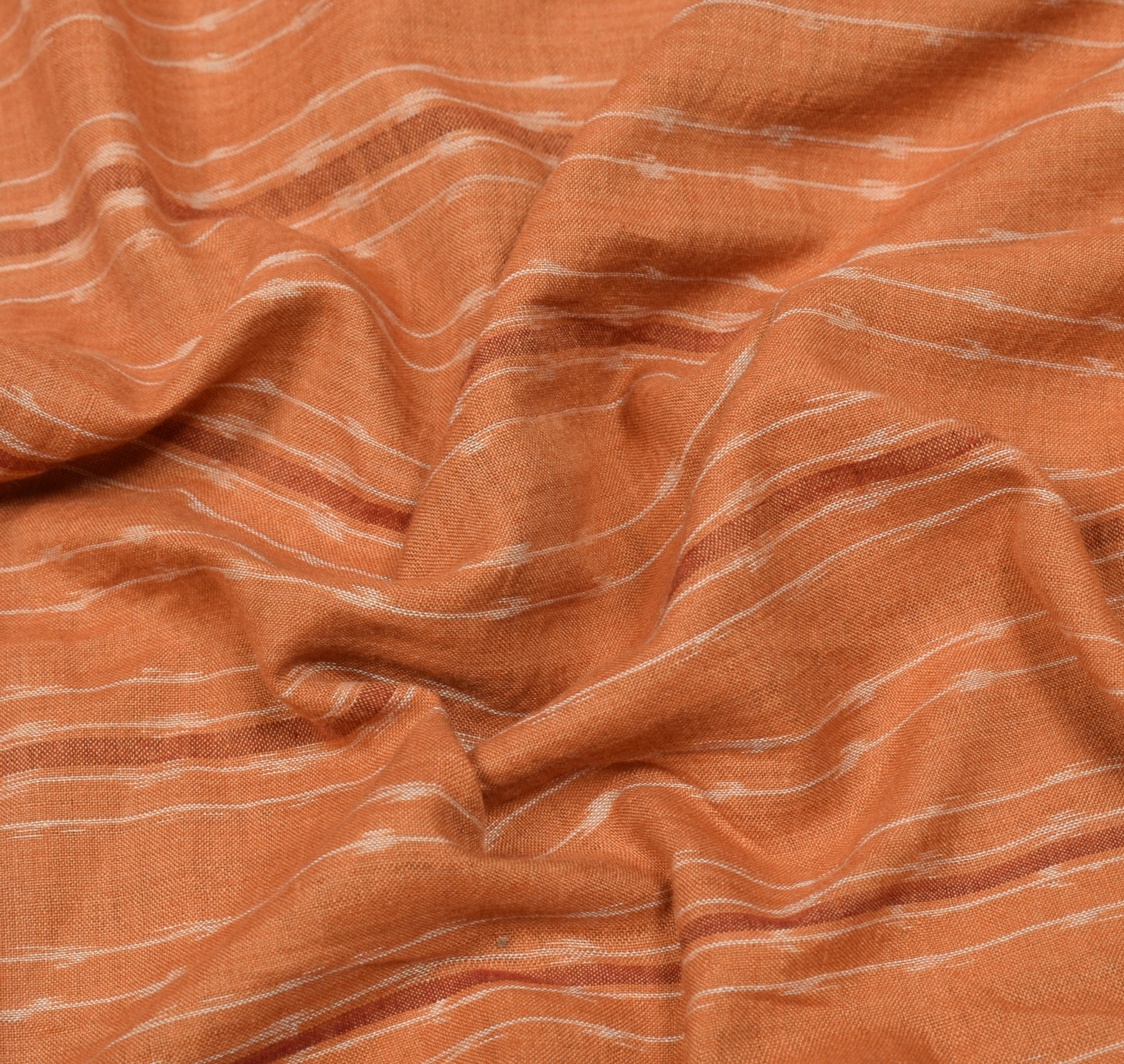 Sushila Vintage Sambalpuri Handloom Ikat Saree Pure Cotton Peach Woven Fabric