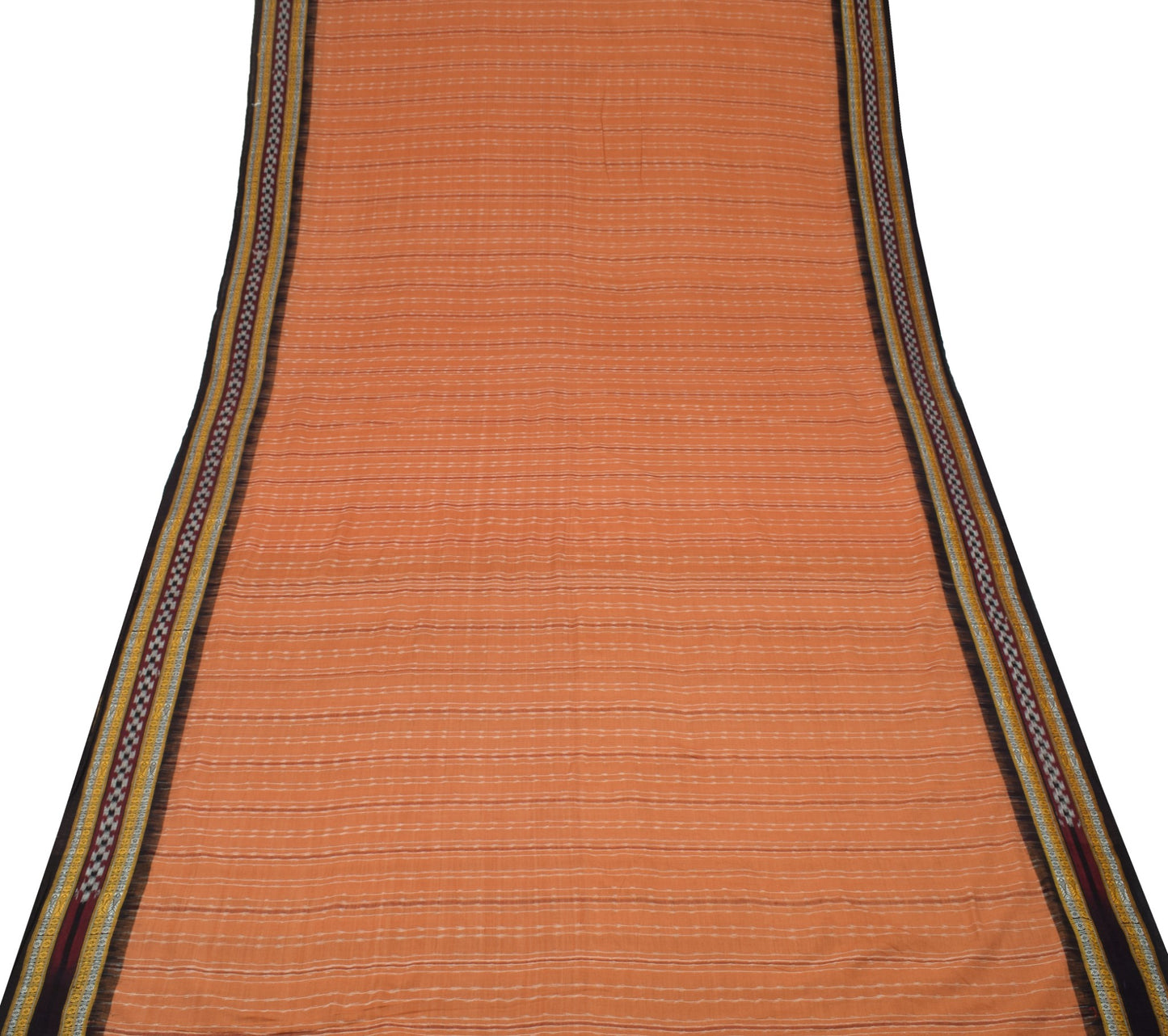 Sushila Vintage Sambalpuri Handloom Ikat Saree Pure Cotton Peach Woven Fabric