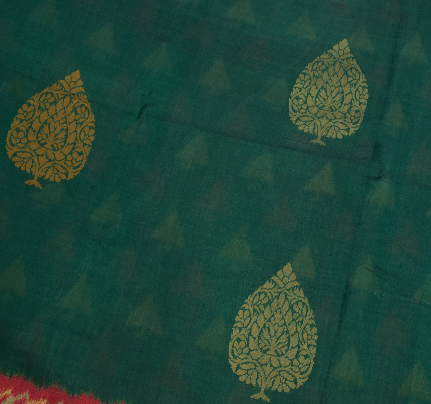 Sushila Vintage Pure Cotton Silk Saree Zari Border Pochampally Ikat Woven Sari