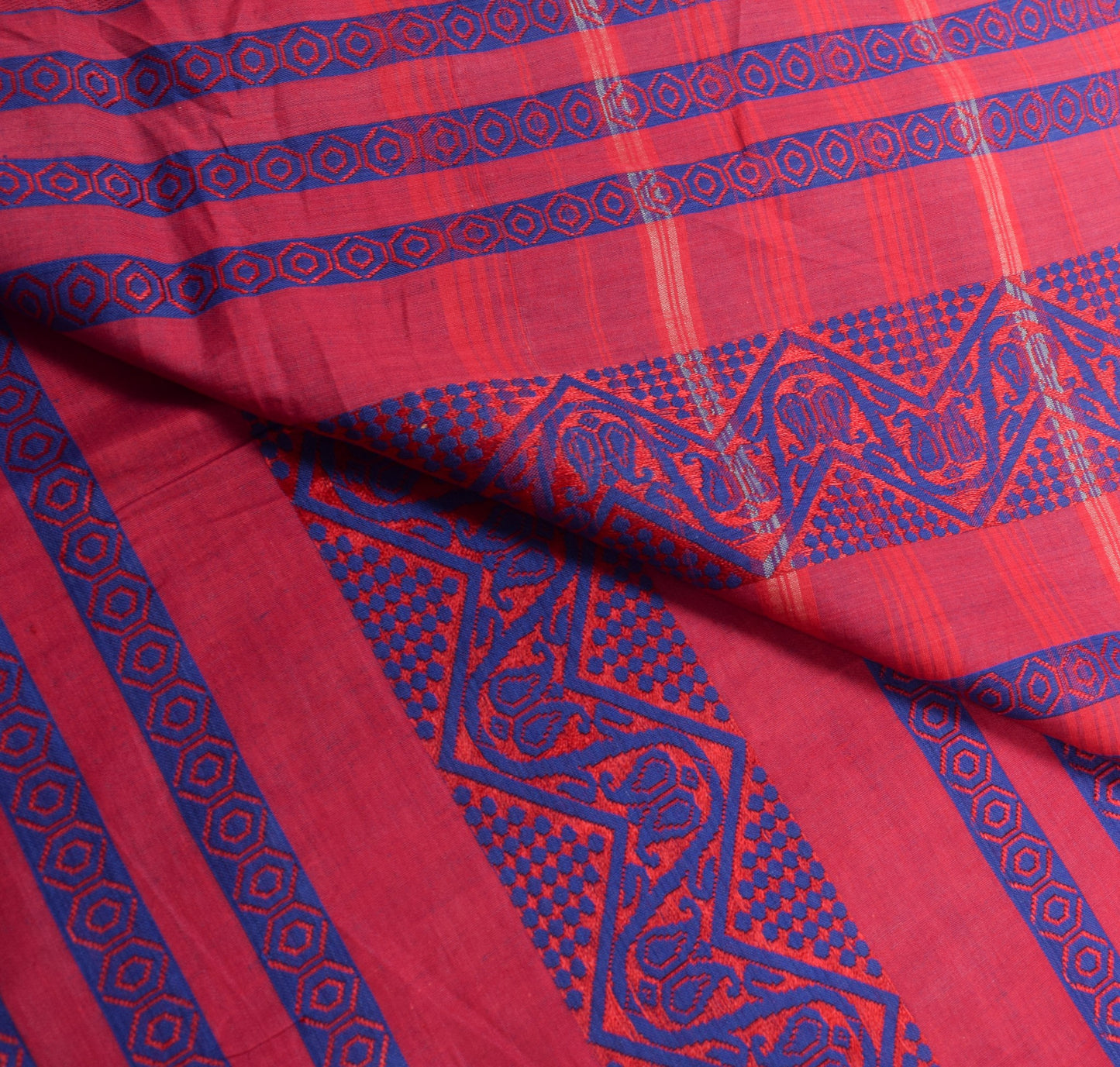 Sushila Vintage Blue Sari with Broad Border Begumpuri Pure Cotton Woven Saree