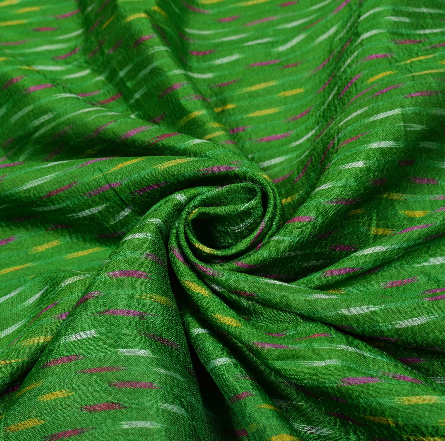 Sushila Vintage Green Saree Pure Silk Hand Woven Ikat Patola Sari Craft Fabric