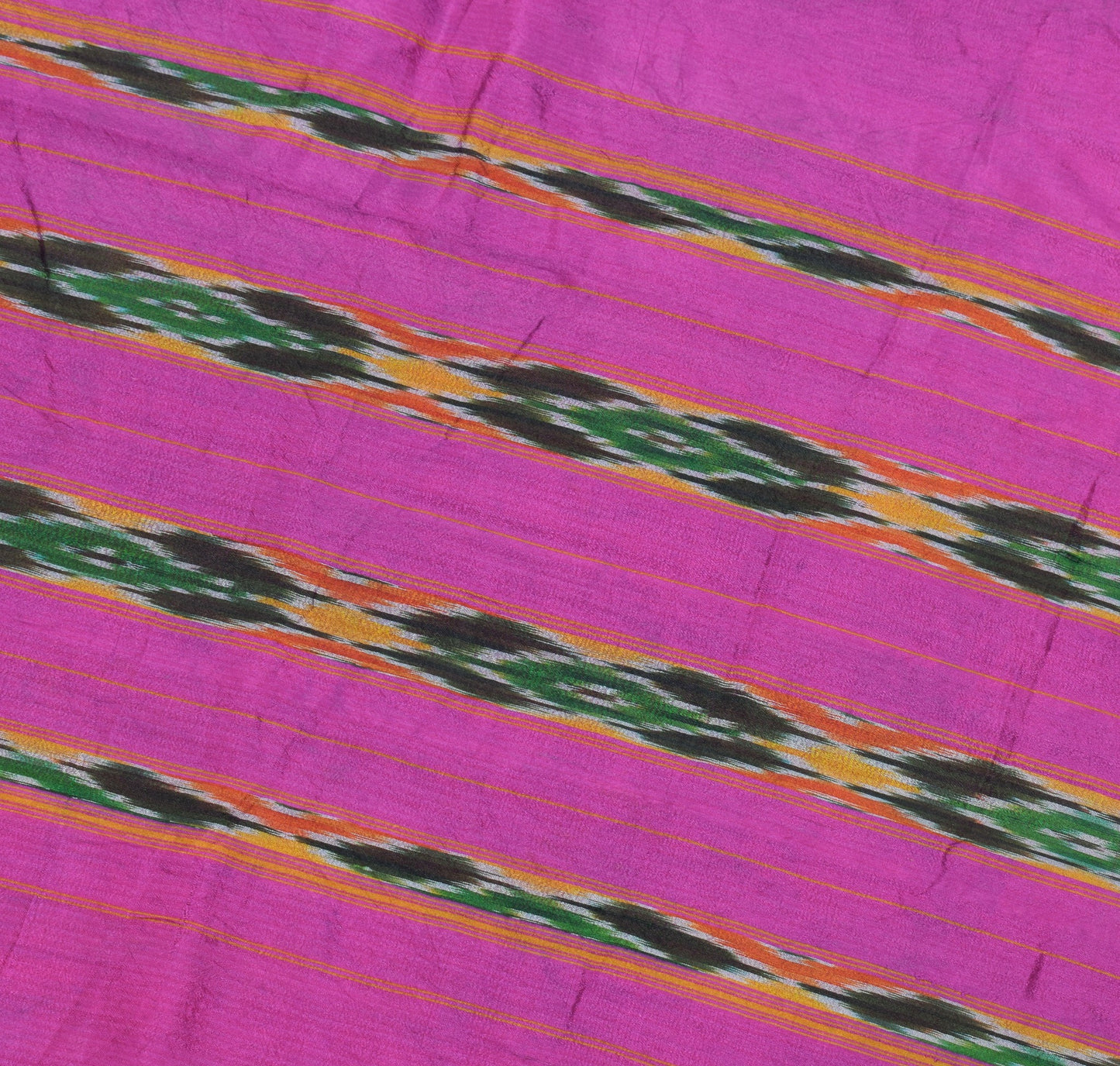 Sushila Vintage Green Saree Pure Silk Hand Woven Ikat Patola Sari Craft Fabric