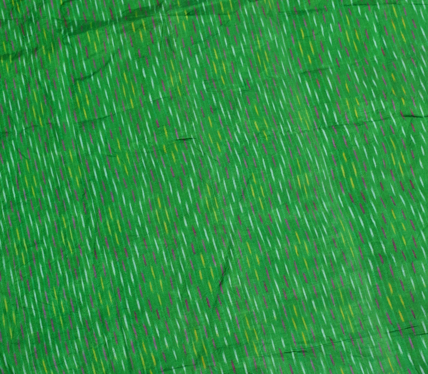 Sushila Vintage Green Saree Pure Silk Hand Woven Ikat Patola Sari Craft Fabric
