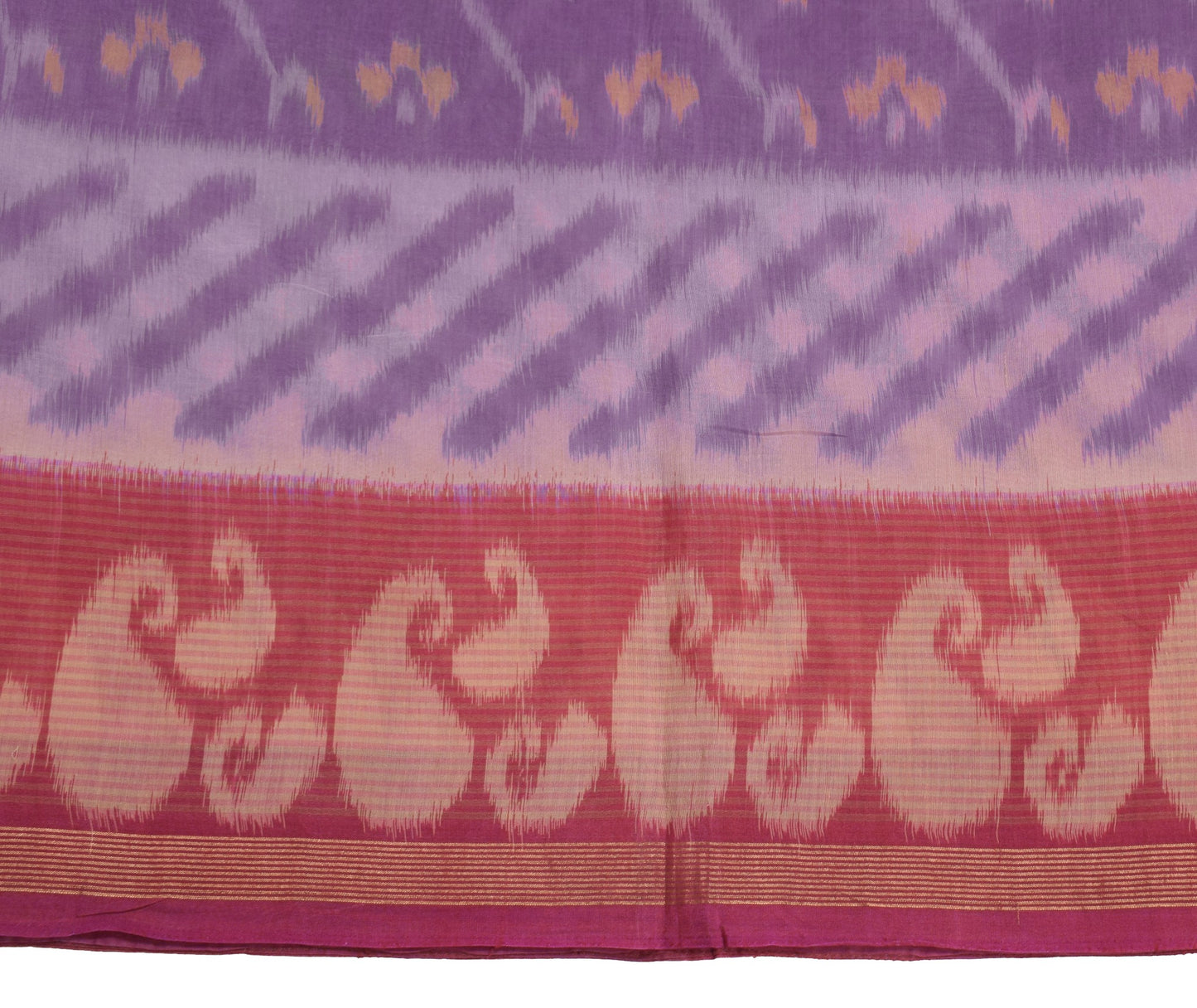 Sushila Vintage Pochampally Ikat Saree Pure Cotton Silk ZariBorder Lavender Sari