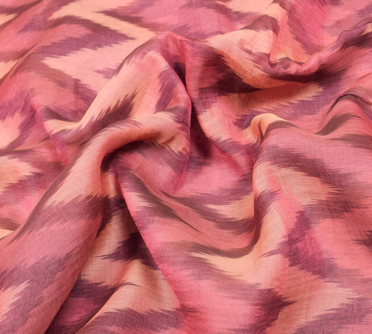 Sushila Vintage Pochampally Ikat Saree Pure Cotton Silk Zari Border Pink Sari