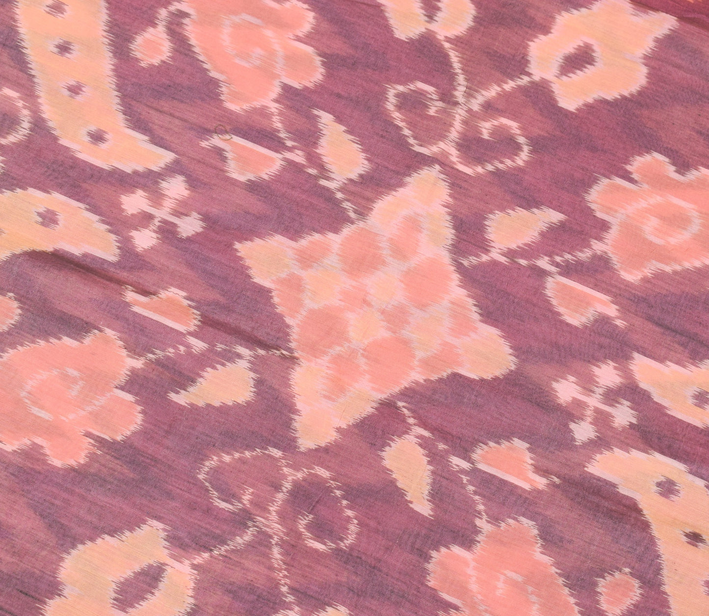 Sushila Vintage Pochampally Ikat Saree Pure Cotton Silk Zari Border Pink Sari