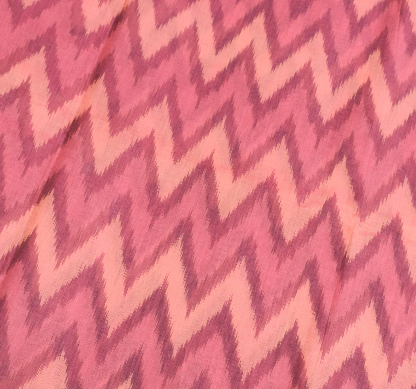 Sushila Vintage Pochampally Ikat Saree Pure Cotton Silk Zari Border Pink Sari