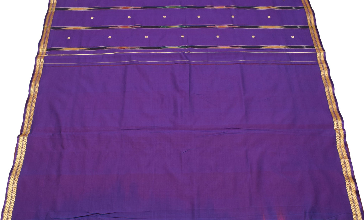 Sushila Vintage Rust Saree Hand Woven Pure Silk Floral Sari with Blouse Fabric