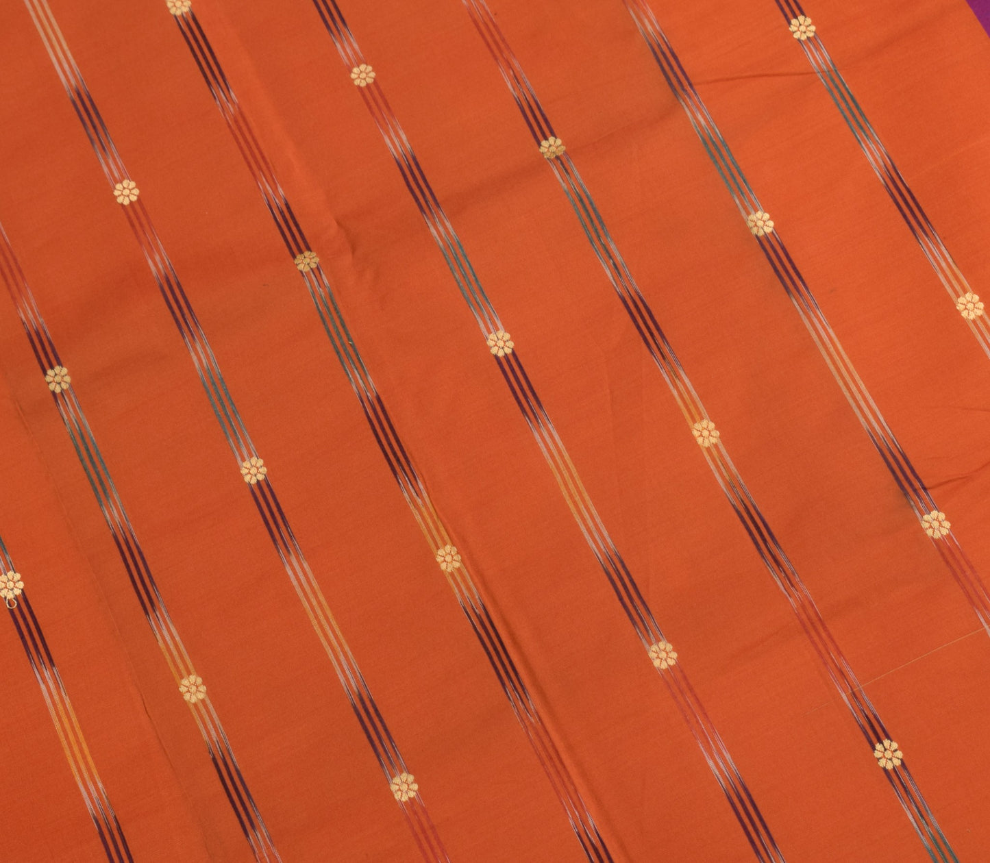 Sushila Vintage Rust Saree Hand Woven Pure Silk Floral Sari with Blouse Fabric
