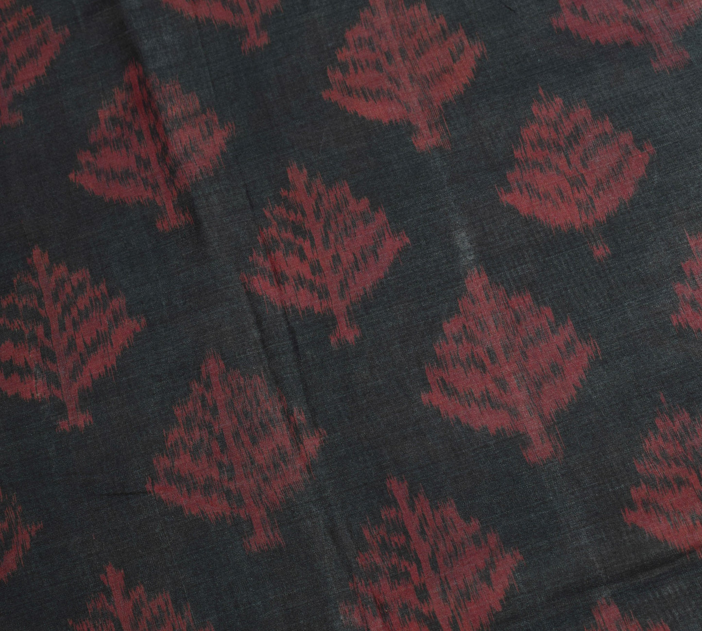 Sushila Vintage Pochampally Ikat Saree Pure Cotton Silk Zari Border Black Sari