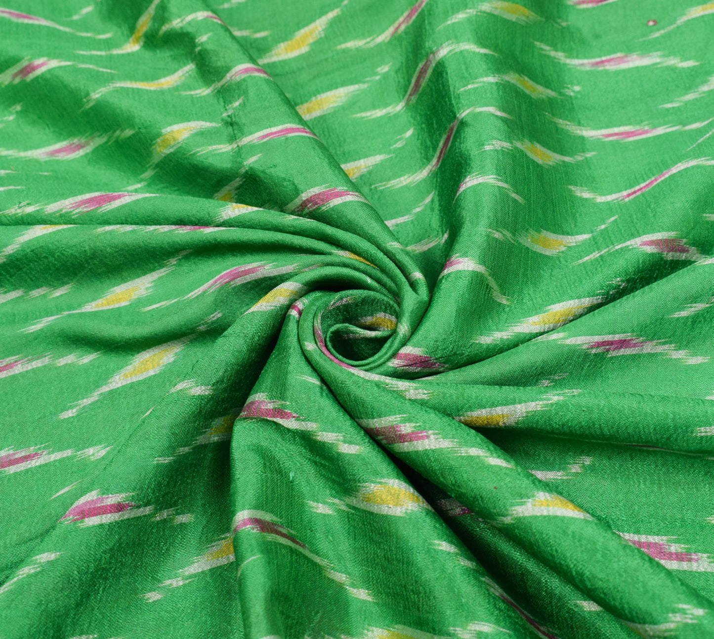 Sushila Vintage Green Magenta Saree Pure Silk Hand Woven Ikat Patola Sari Fabric
