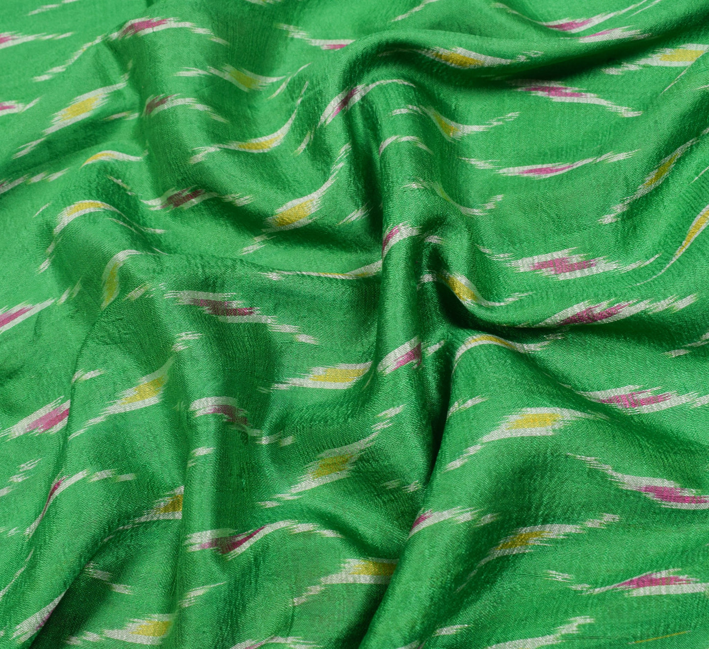 Sushila Vintage Green Magenta Saree Pure Silk Hand Woven Ikat Patola Sari Fabric