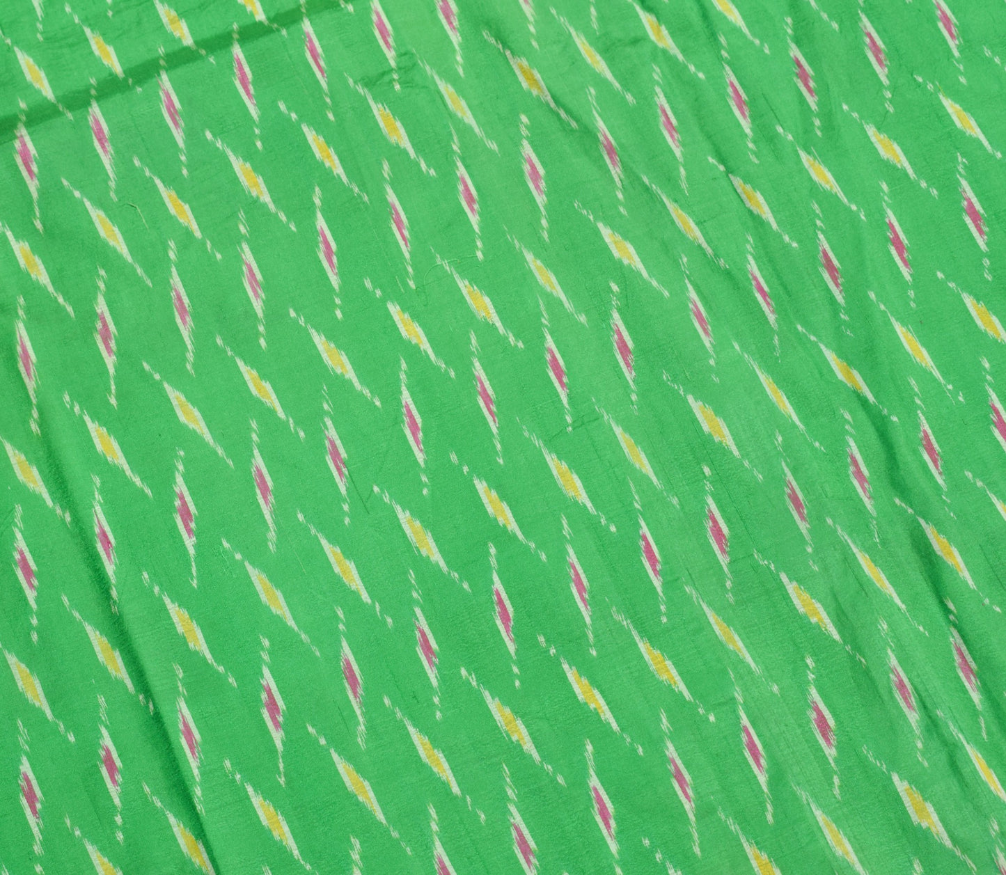 Sushila Vintage Green Magenta Saree Pure Silk Hand Woven Ikat Patola Sari Fabric