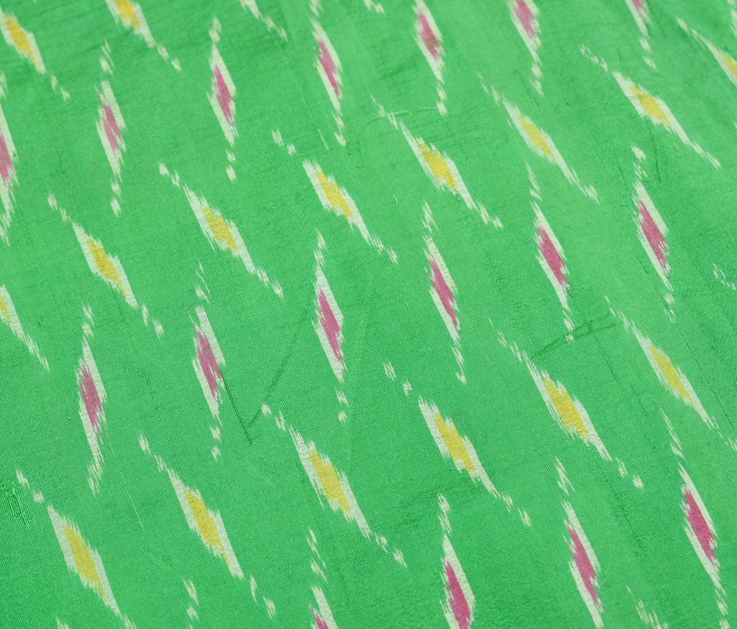 Sushila Vintage Green Magenta Saree Pure Silk Hand Woven Ikat Patola Sari Fabric