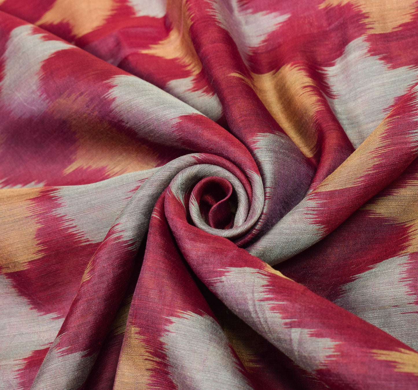 Sushila Vintage Pochampally Ikat Saree Pure Cotton SilkZari Border Magenta Sari