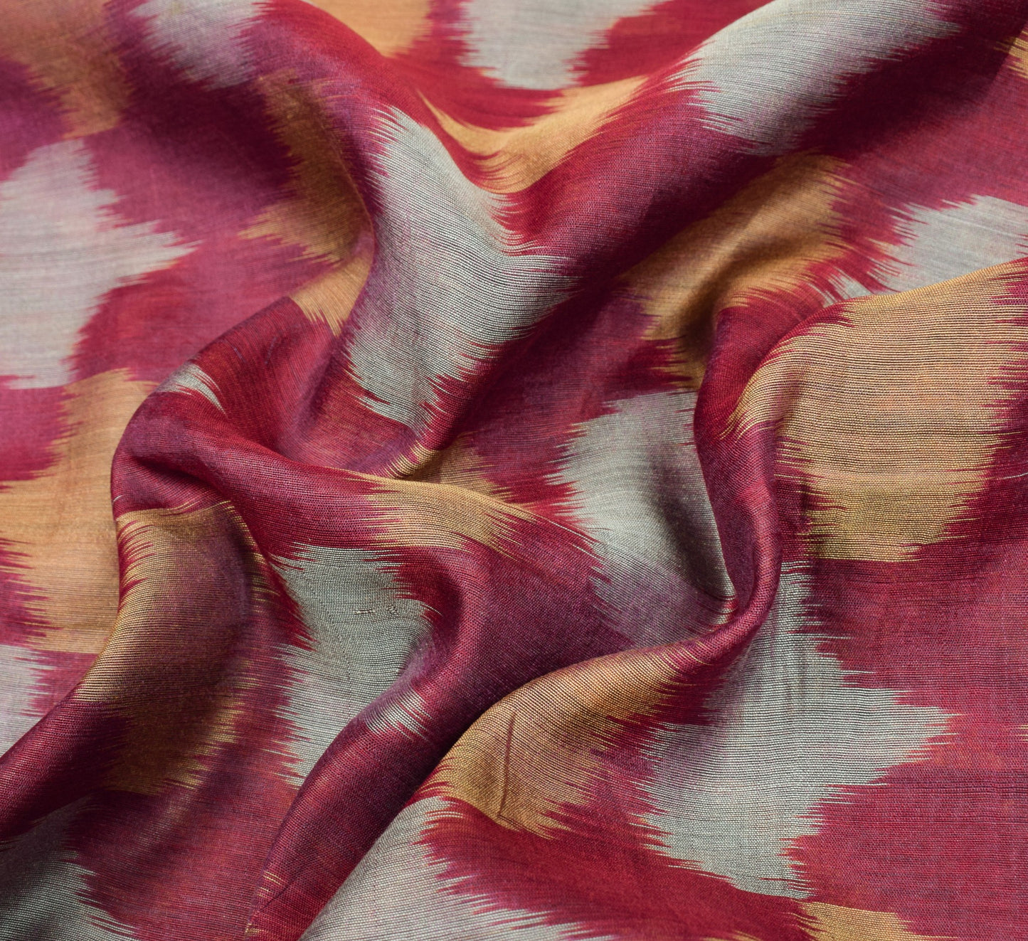 Sushila Vintage Pochampally Ikat Saree Pure Cotton SilkZari Border Magenta Sari