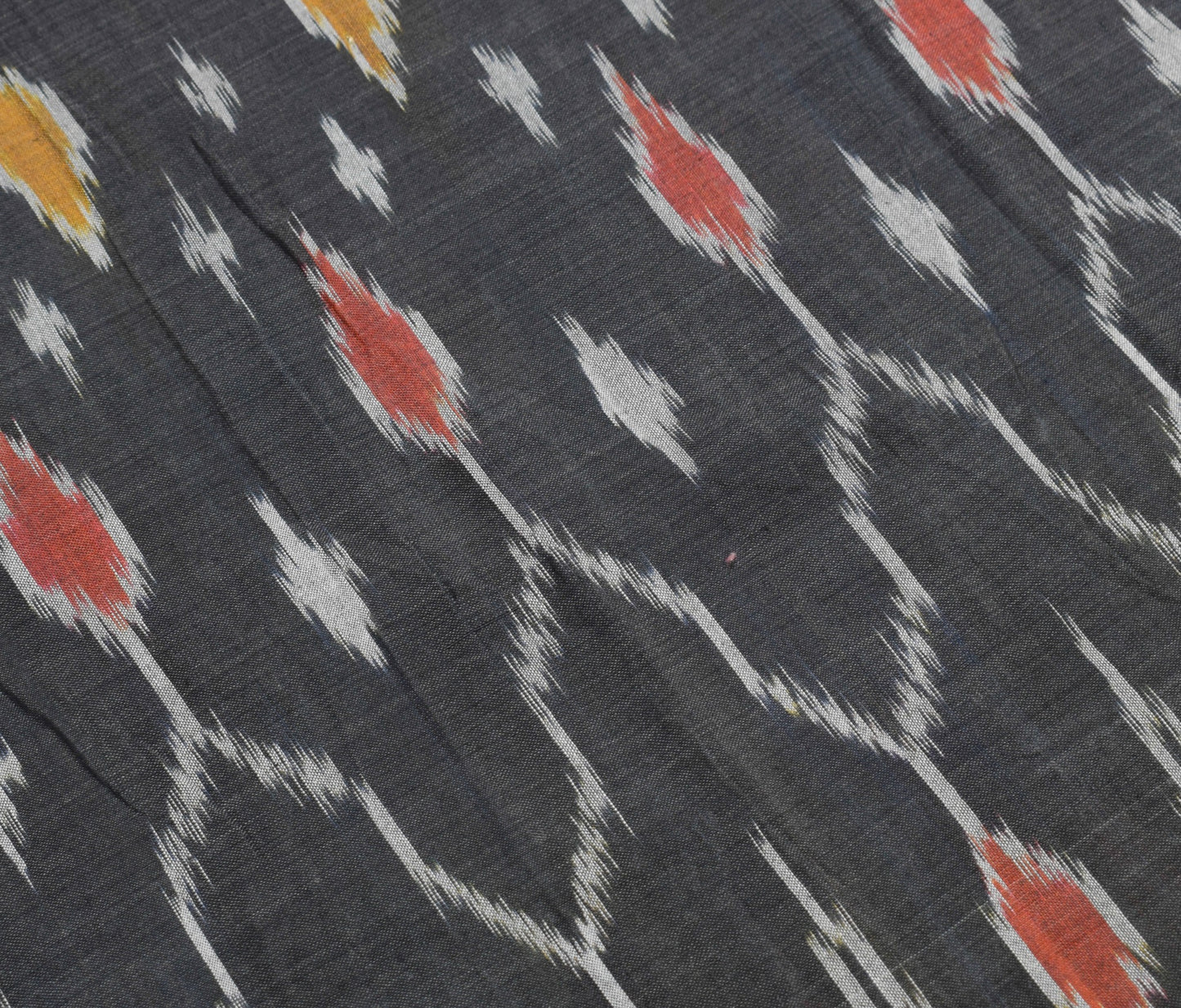 Sushila Vintage Pure Cotton Black Saree Hand Woven Ikat Pochampally Sari Fabric