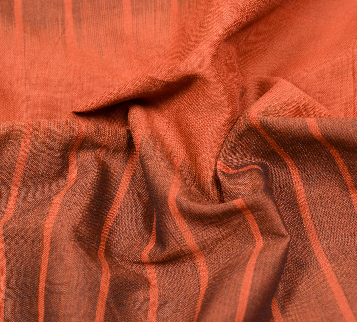 Sushila Vintage Rust Saree Pure Cotton Hand Woven Ikat Patola Sari Craft Fabric