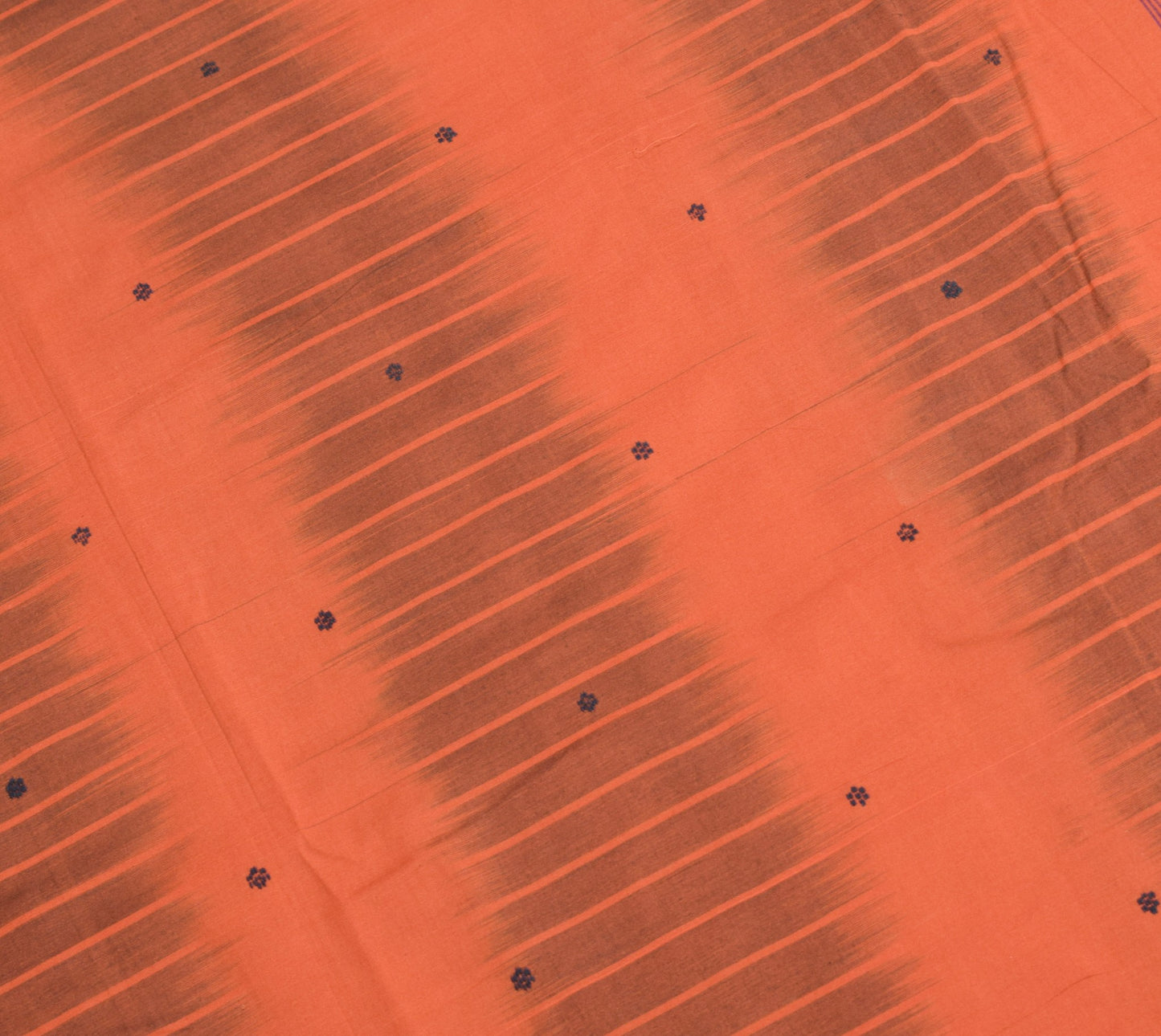 Sushila Vintage Rust Saree Pure Cotton Hand Woven Ikat Patola Sari Craft Fabric