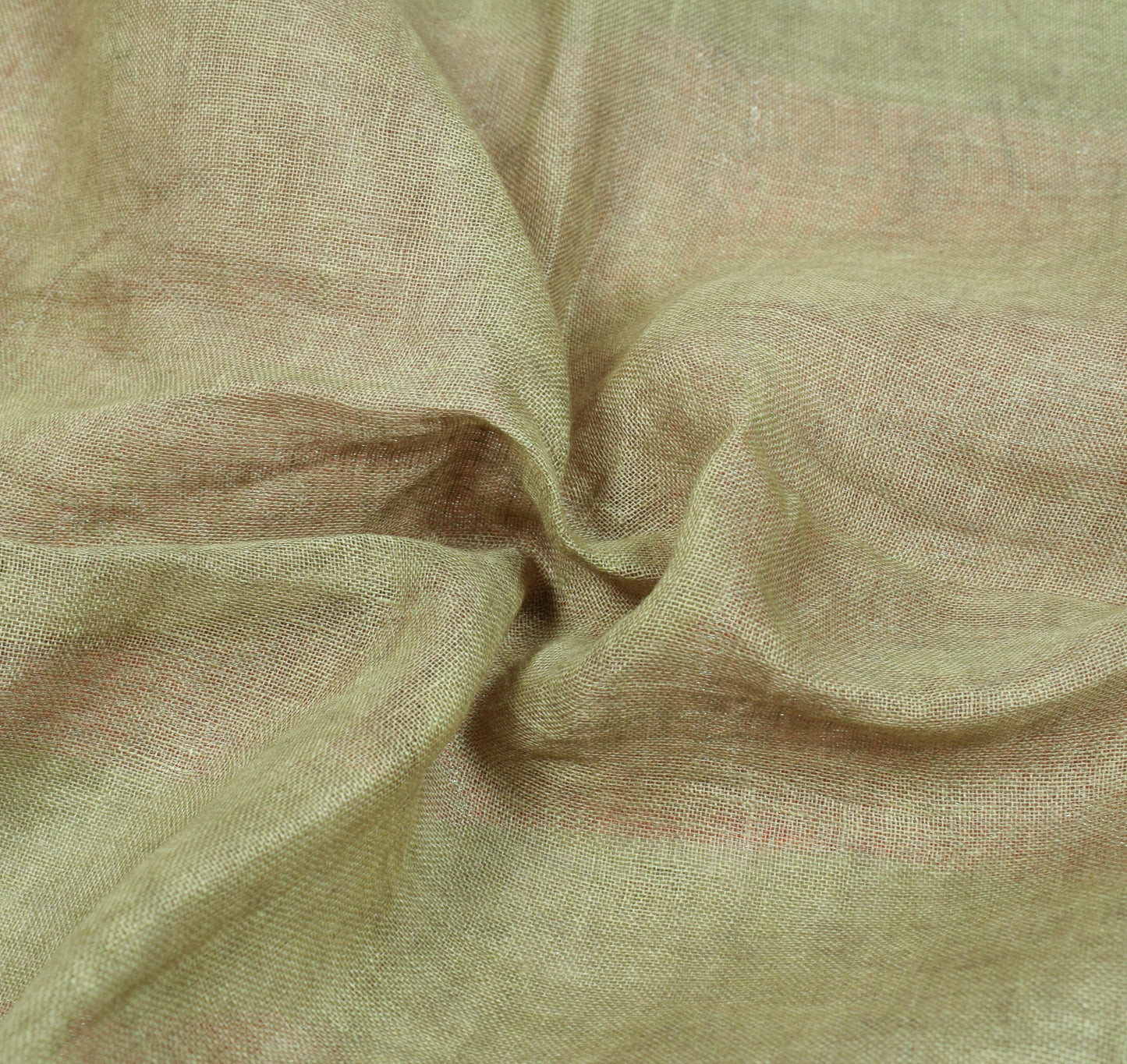Sushila Vintage Green Pure Linen Sari Handloom with Silver Zari Border Saree