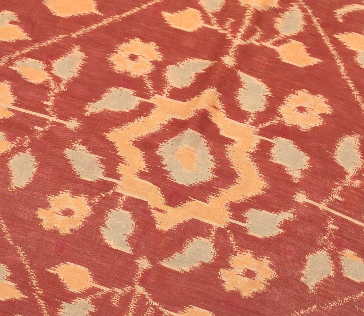 Sushila Vintage Pochampally Ikat Saree Pure Cotton Silk Zari Border Woven Sari