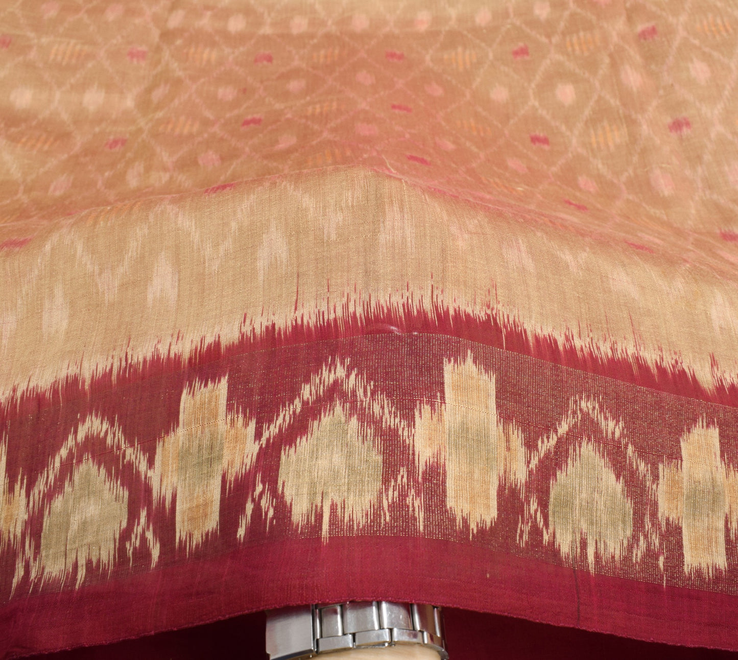 Sushila Vintage Pochampally Ikat Saree Pure Cotton Silk Zari Border Woven Sari