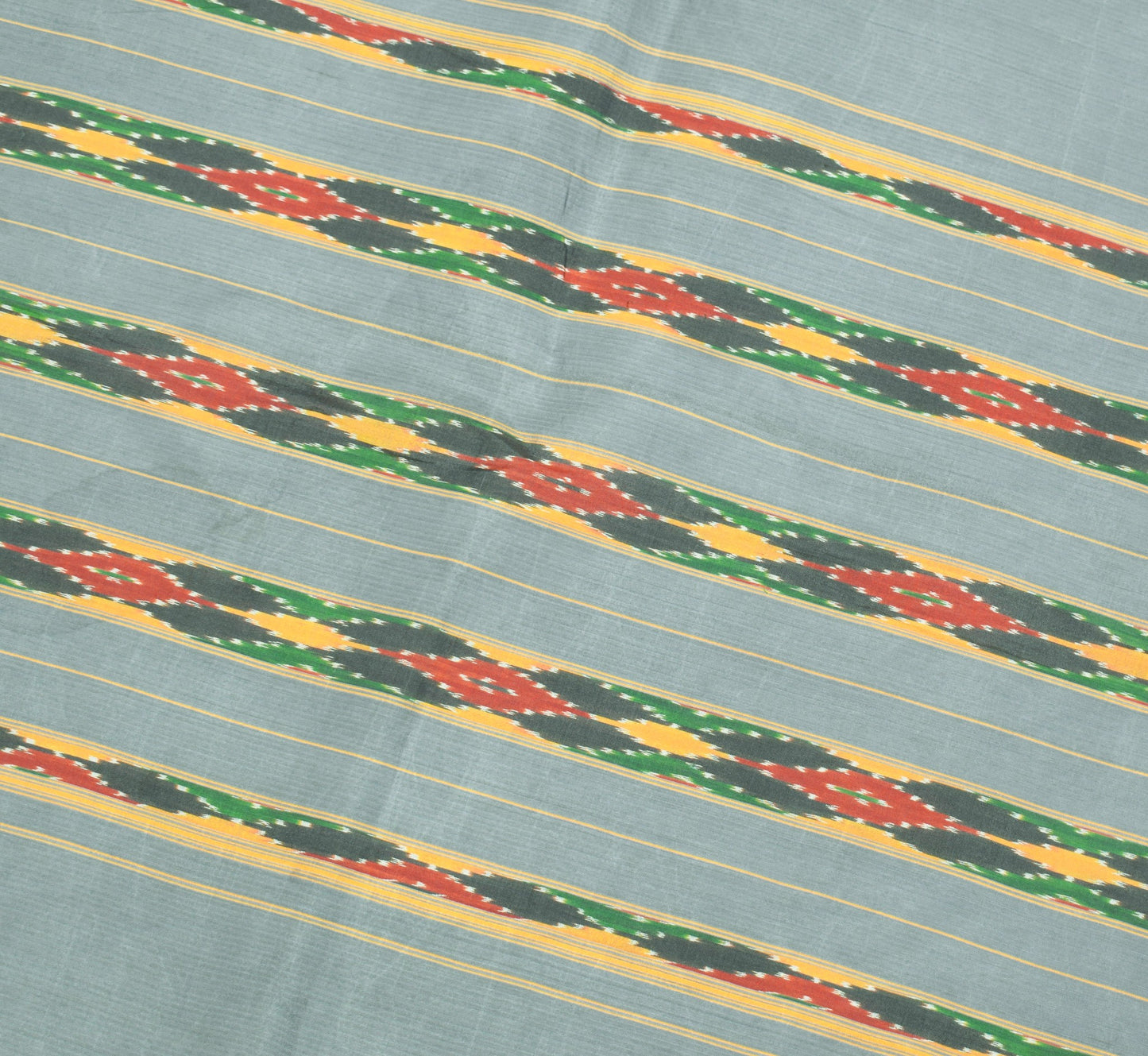 Sushila Vintage Cream Gray Saree Pure Silk Hand Woven Ikat Patola Sari Fabric