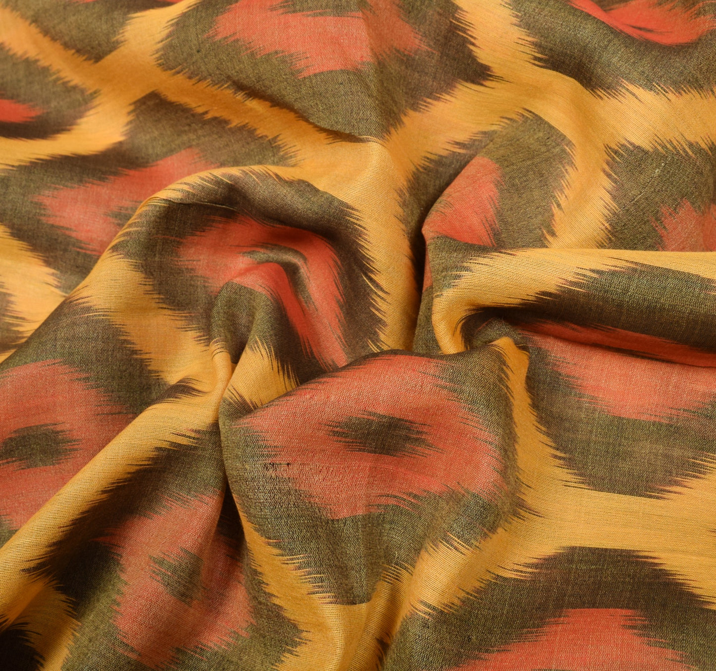 Sushila Vintage Pochampally Ikat Saree Yellow Pure Cotton Silk Zari Border Sari