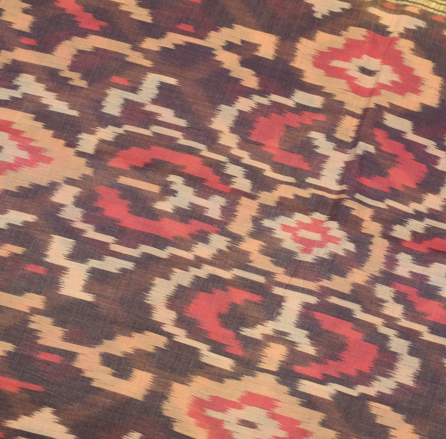 Sushila Vintage Pochampally Ikat Saree Yellow Pure Cotton Silk Zari Border Sari