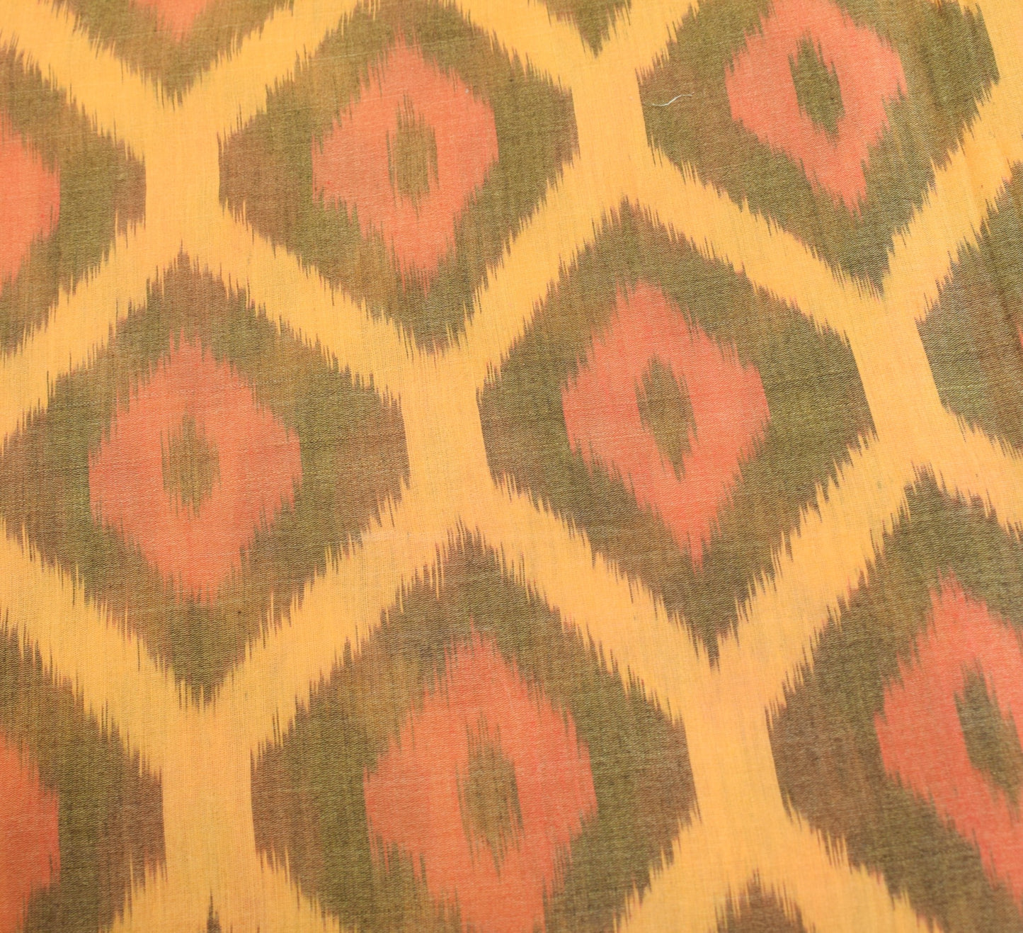 Sushila Vintage Pochampally Ikat Saree Yellow Pure Cotton Silk Zari Border Sari