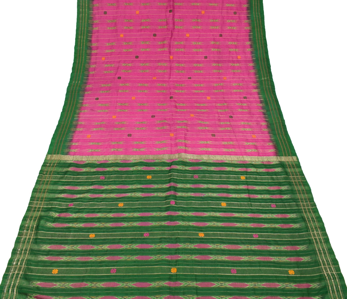 Sushila Vintage Magenta Saree Hand Woven Ikat Patola Pure Silk Pochampally Sari