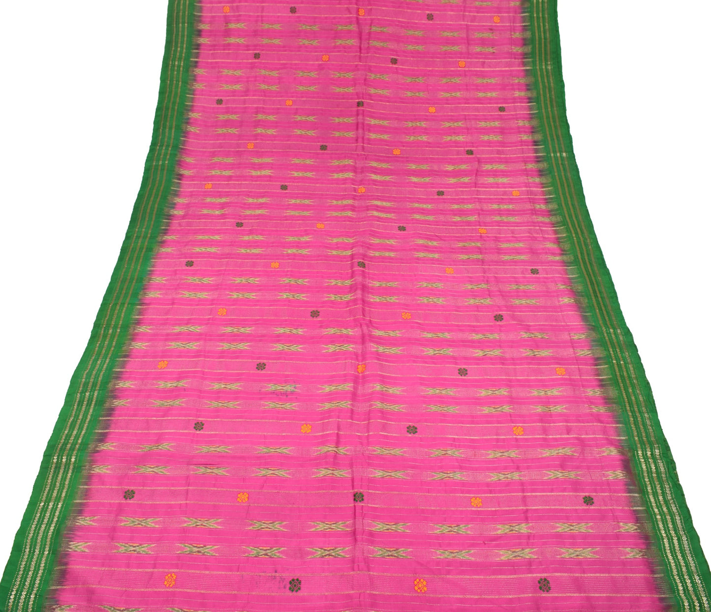 Sushila Vintage Magenta Saree Hand Woven Ikat Patola Pure Silk Pochampally Sari