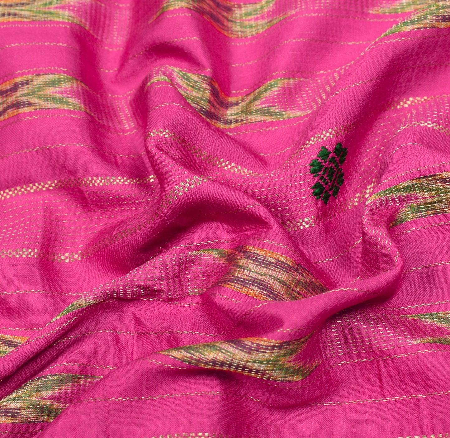 Sushila Vintage Magenta Saree Hand Woven Ikat Patola Pure Silk Pochampally Sari
