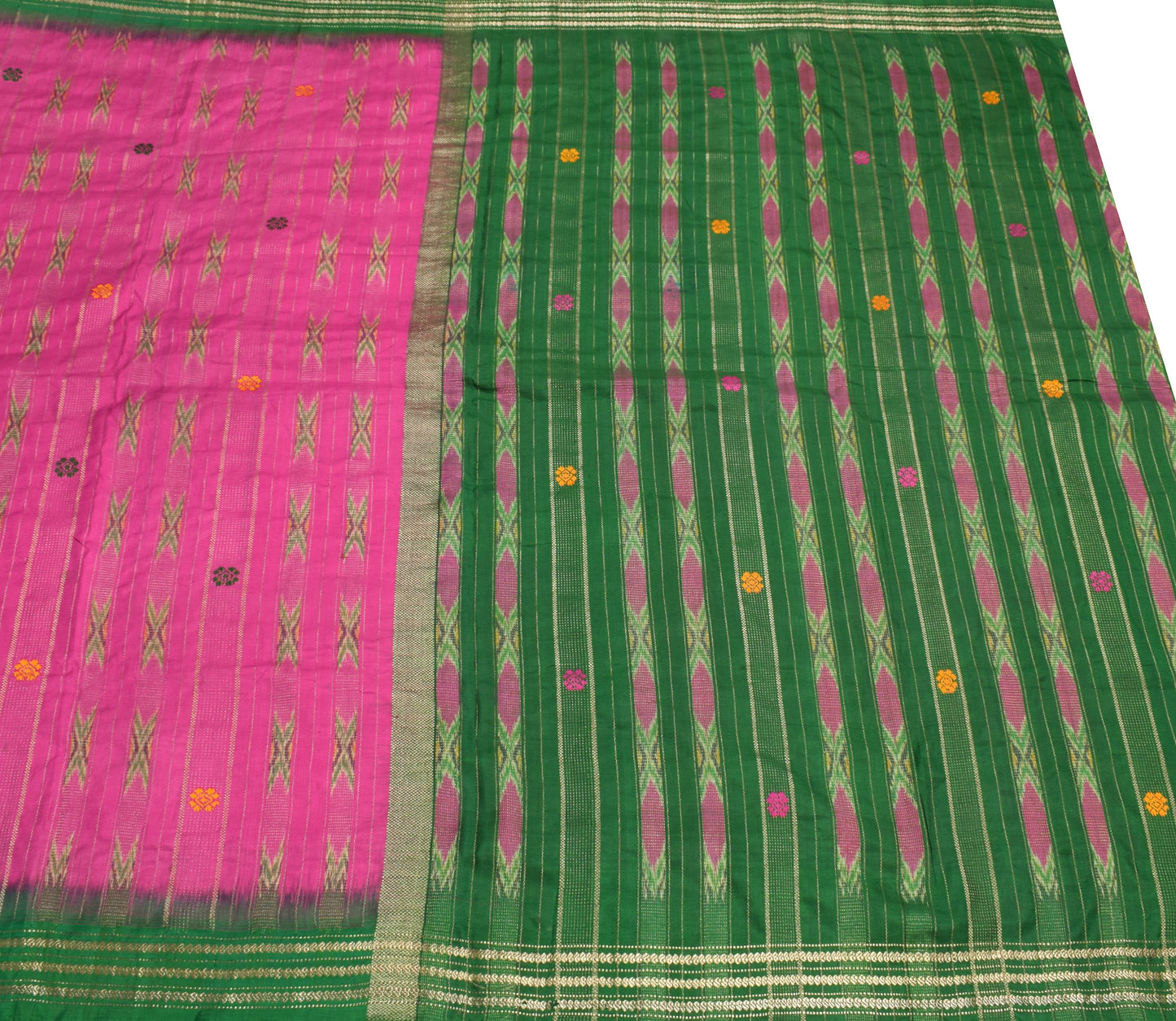 Sushila Vintage Magenta Saree Hand Woven Ikat Patola Pure Silk Pochampally Sari