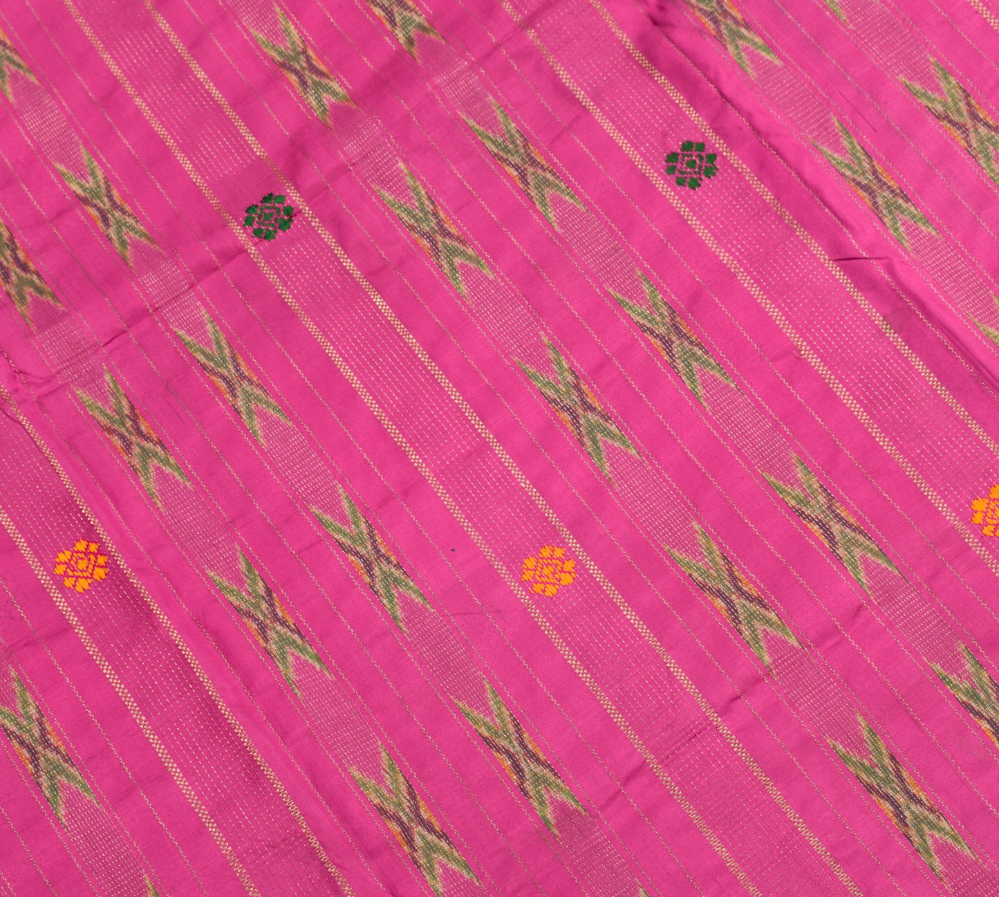 Sushila Vintage Magenta Saree Hand Woven Ikat Patola Pure Silk Pochampally Sari