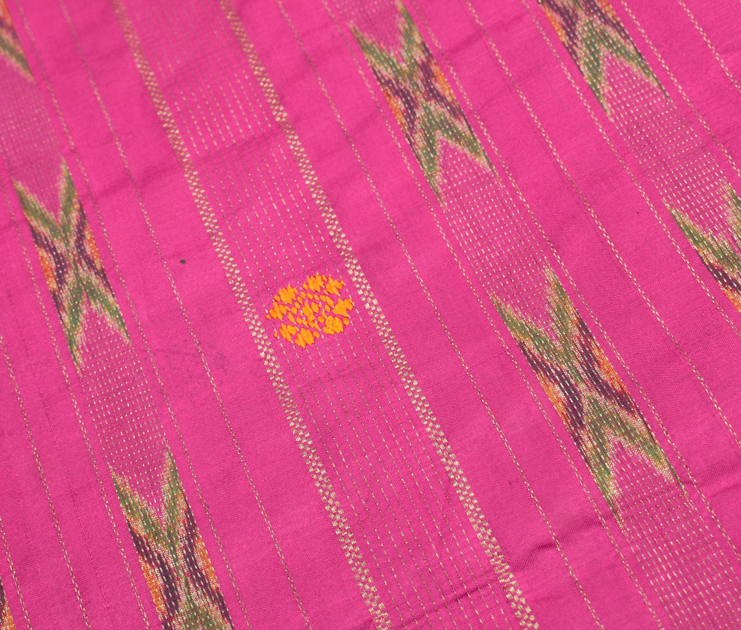 Sushila Vintage Magenta Saree Hand Woven Ikat Patola Pure Silk Pochampally Sari