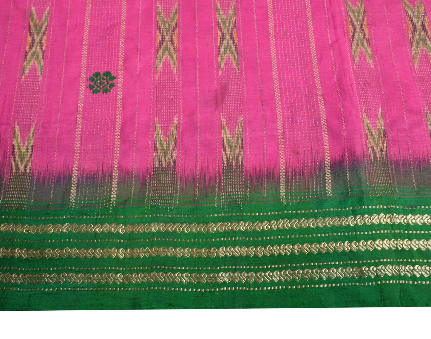 Sushila Vintage Magenta Saree Hand Woven Ikat Patola Pure Silk Pochampally Sari