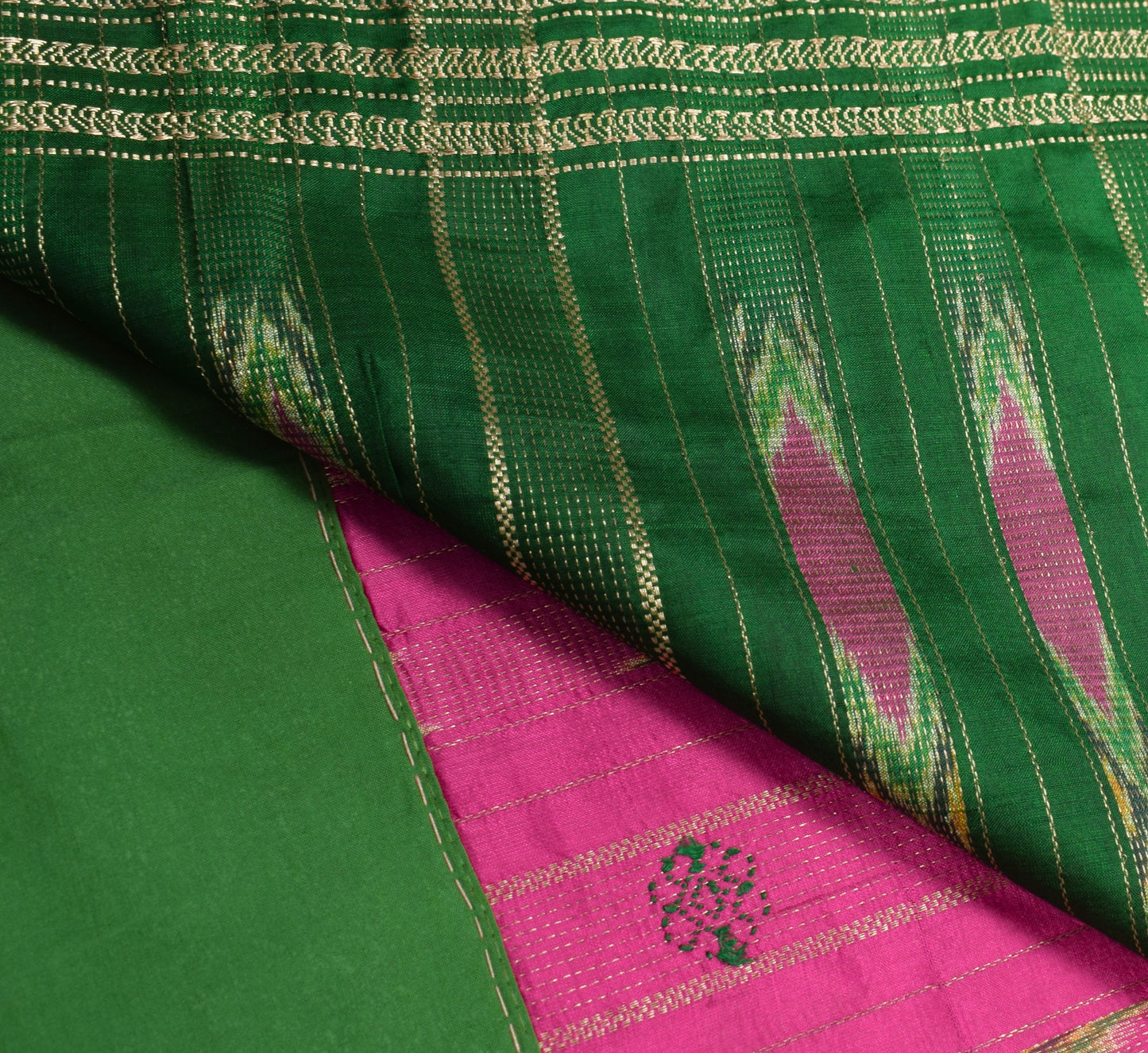 Sushila Vintage Magenta Saree Hand Woven Ikat Patola Pure Silk Pochampally Sari