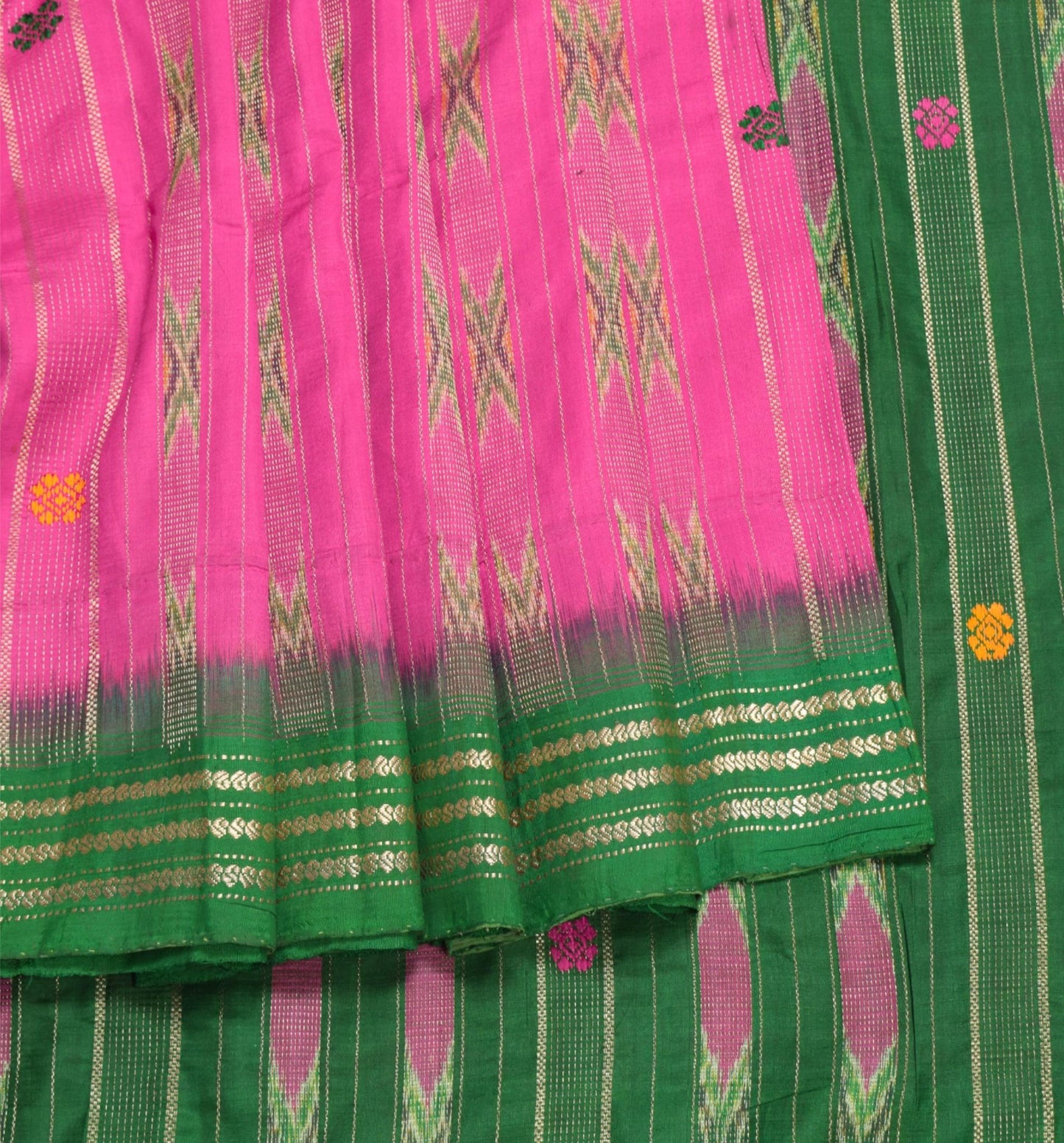 Sushila Vintage Magenta Saree Hand Woven Ikat Patola Pure Silk Pochampally Sari