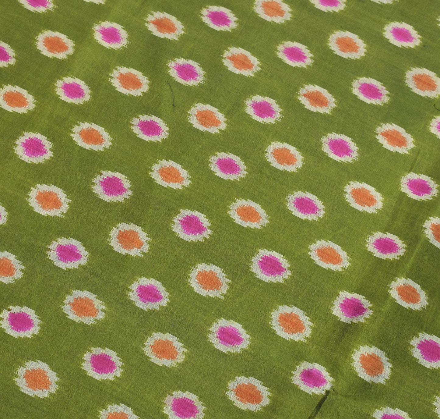 Sushila Vintage  Pink and Green Ikat Saree Rudraksha Border Woven Pure Silk Sari