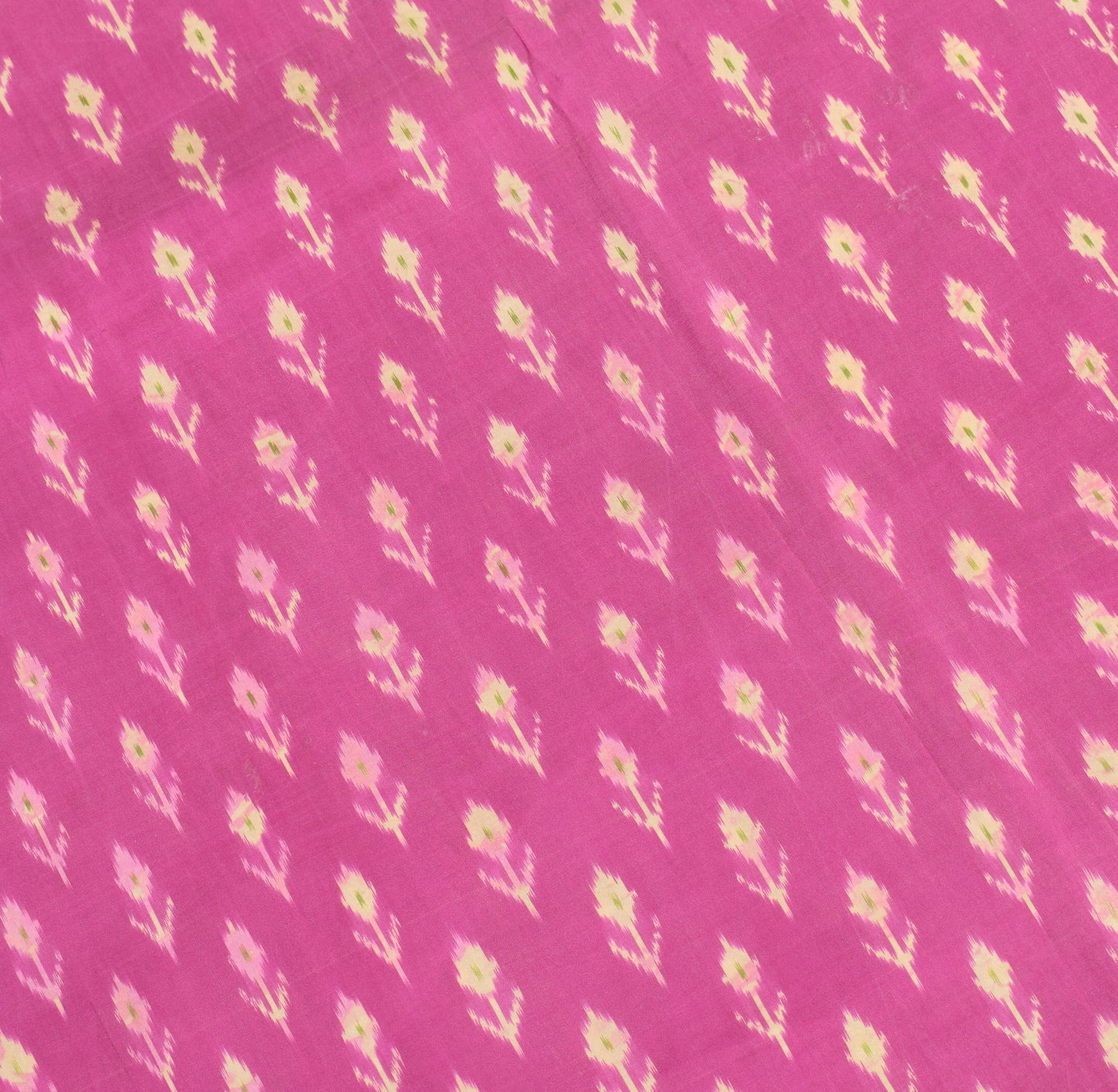 Sushila Vintage  Pink and Green Ikat Saree Rudraksha Border Woven Pure Silk Sari