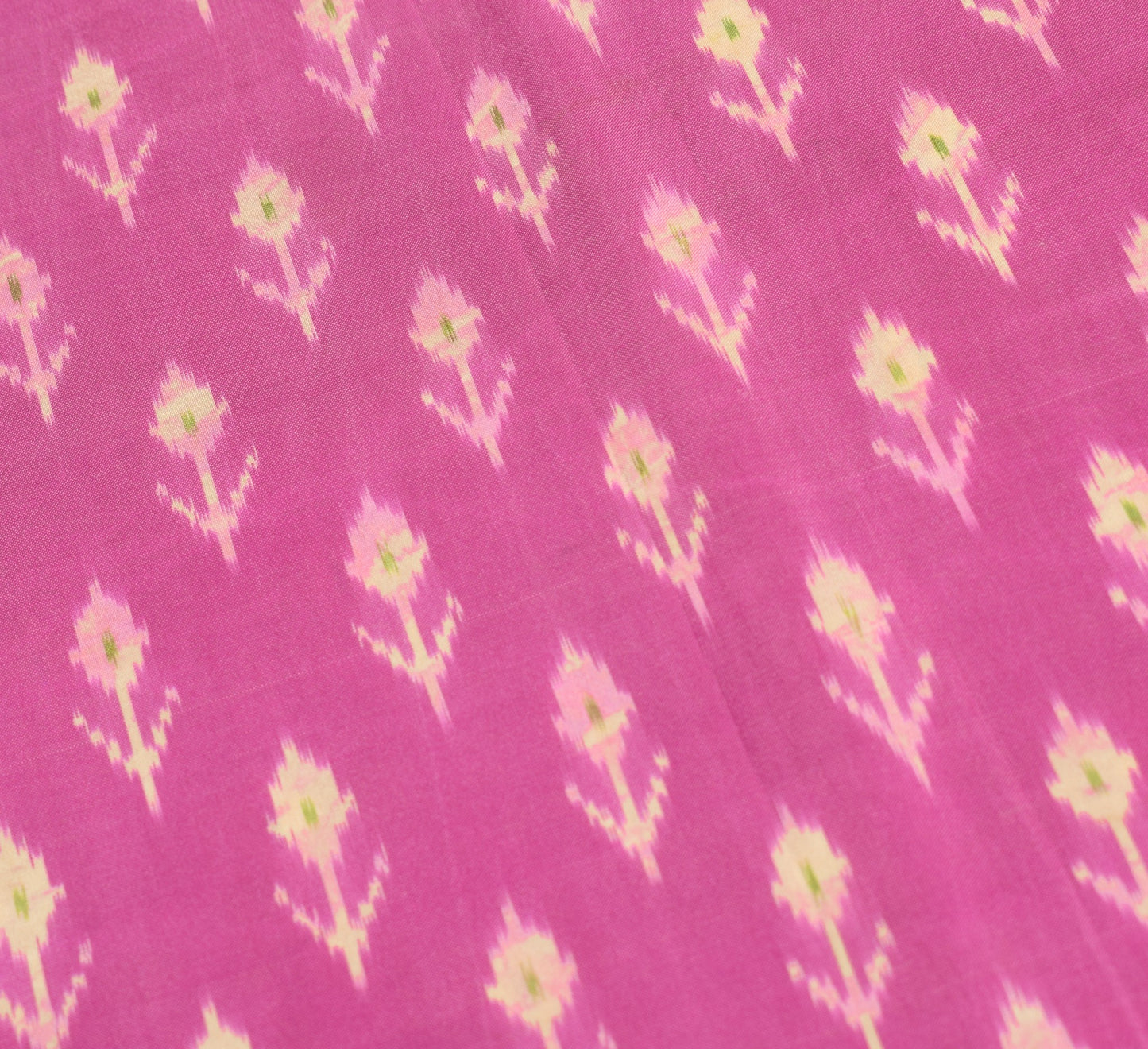 Sushila Vintage  Pink and Green Ikat Saree Rudraksha Border Woven Pure Silk Sari